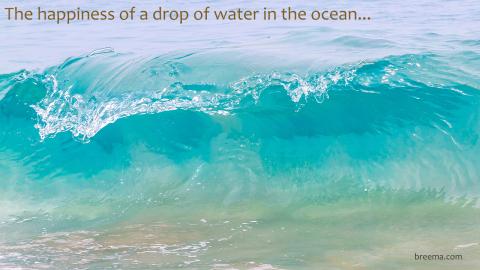 Crystal clear wall of a breaking wave along white sands.